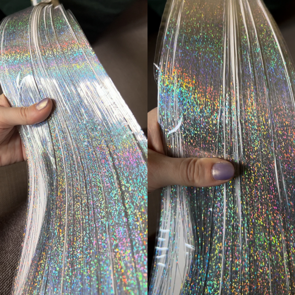 Tinsel per Capelli 120 cm – Ciocche Glitter per Braids, Boho Styles e Dreadlocks