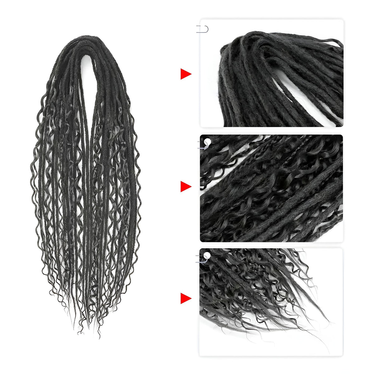 Set 15 Boho Dreadlocks Double Ended - 60 cm – #1 black