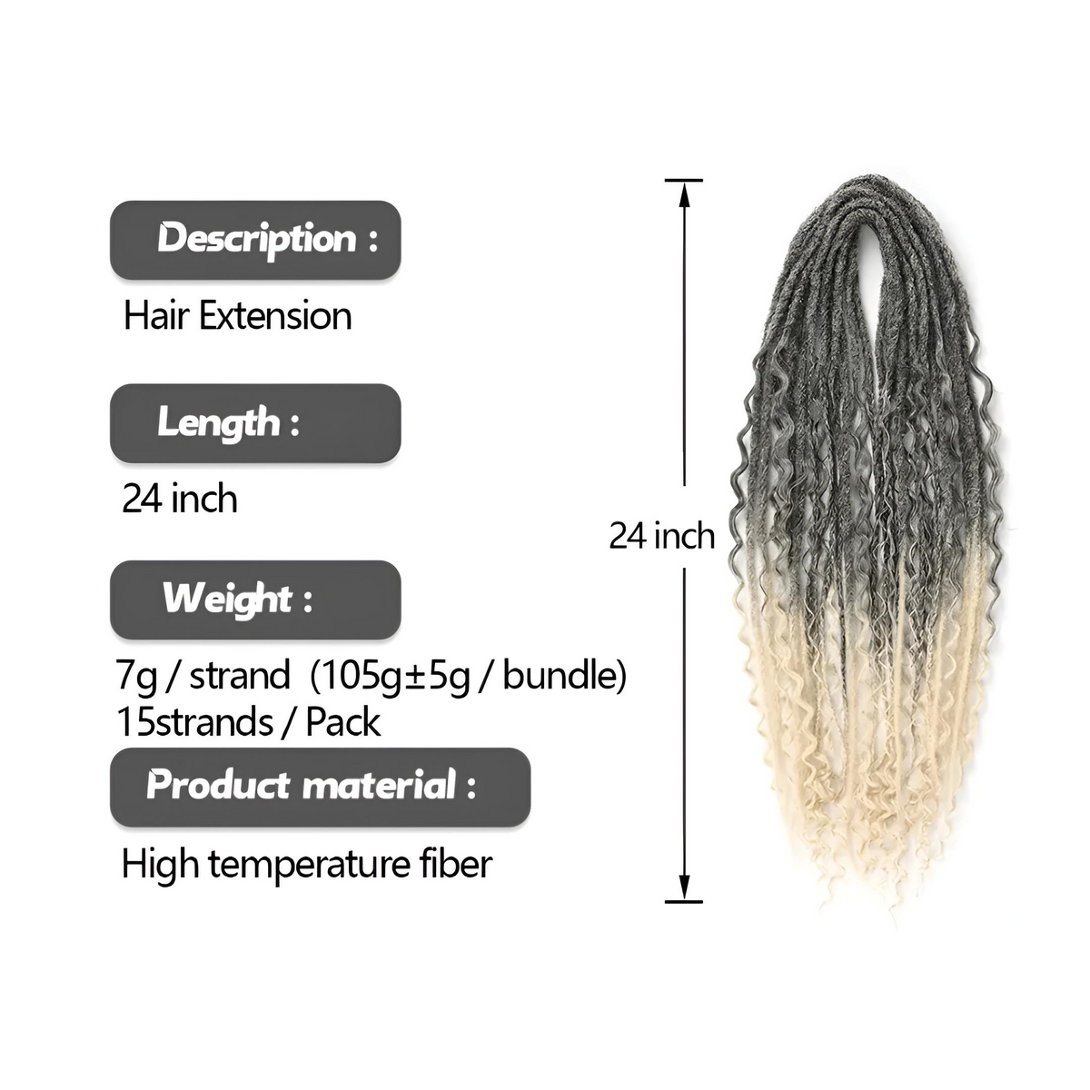 Set 15 Boho Dreadlocks Double Ended - 60 cm