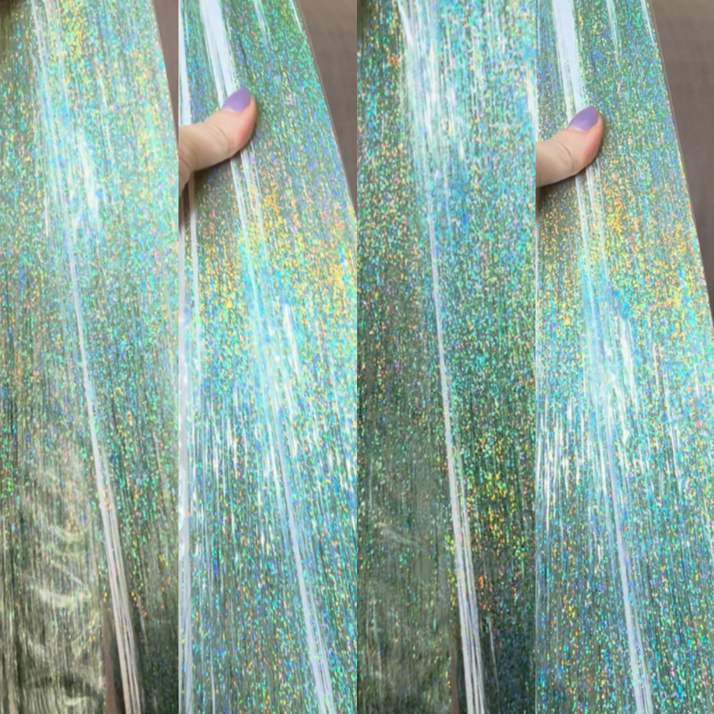 Tinsel per Capelli 120 cm – Ciocche Glitter per Braids, Boho Styles e Dreadlocks