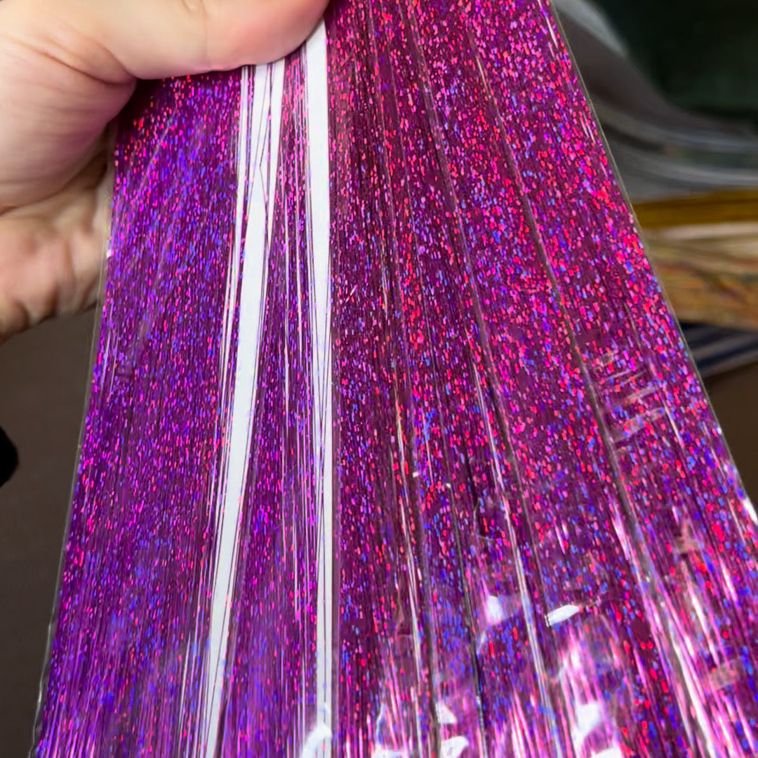 Tinsel per Capelli 120 cm – Ciocche Glitter per Braids, Boho Styles e Dreadlocks