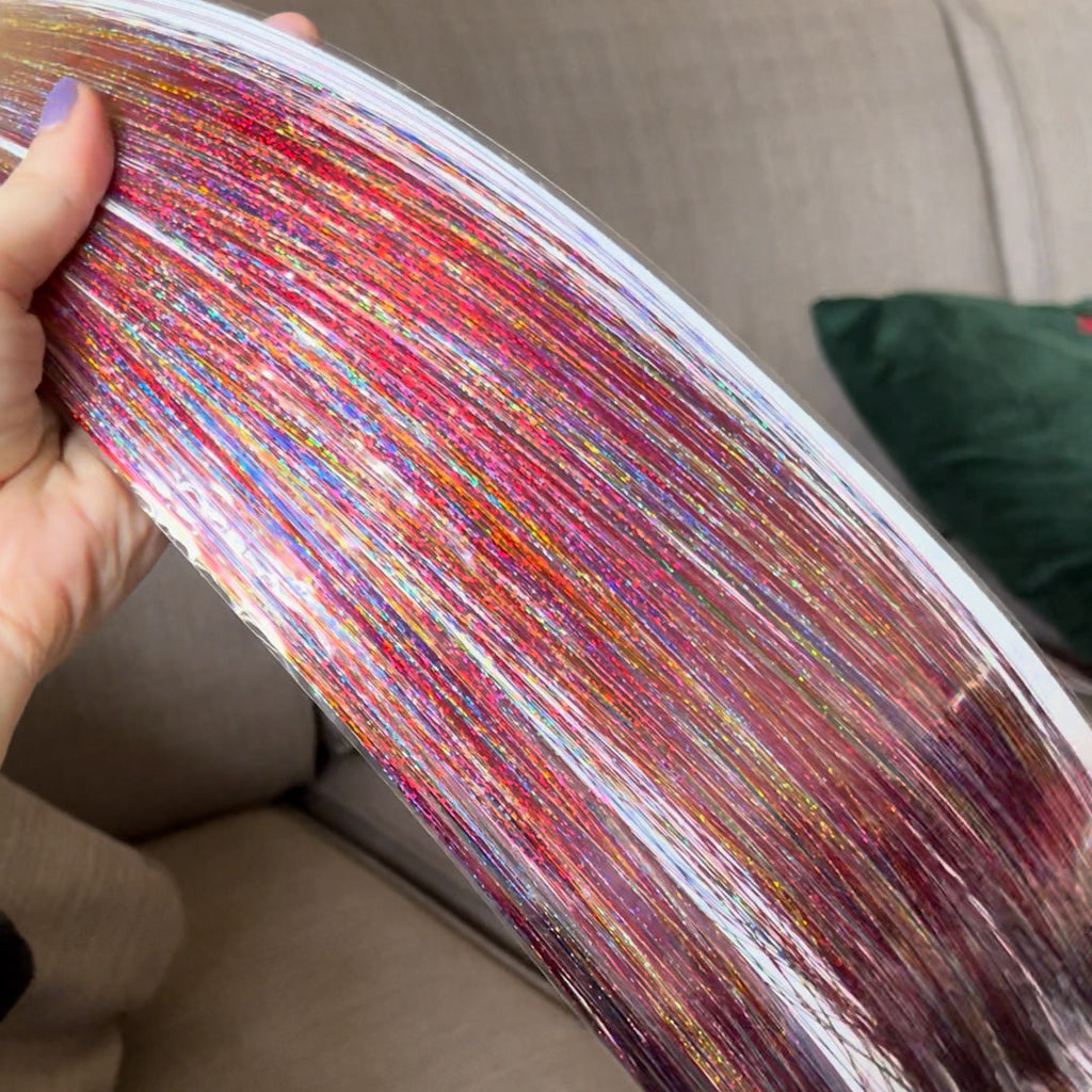 Tinsel per Capelli 120 cm – Ciocche Glitter per Braids, Boho Styles e Dreadlocks
