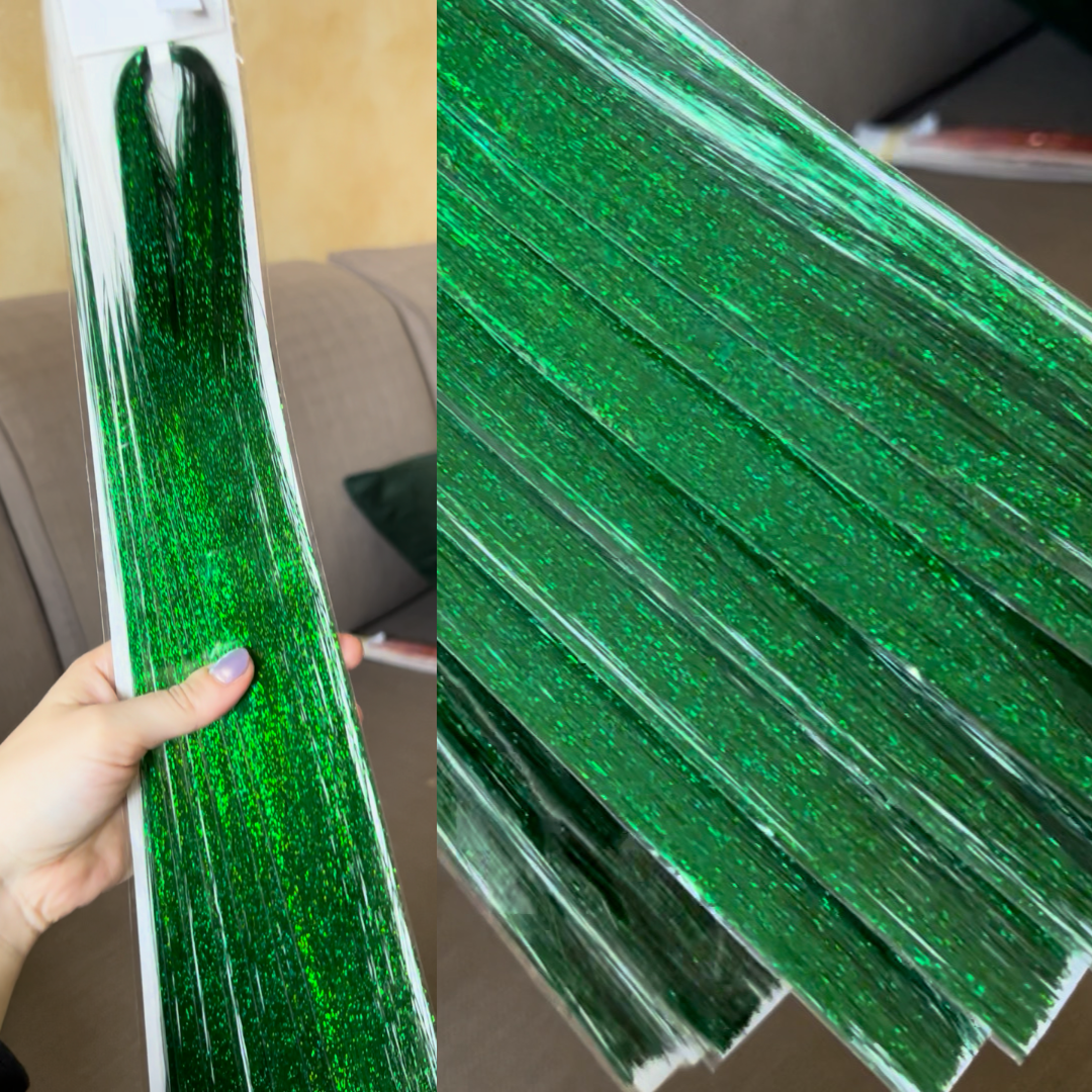 Tinsel per Capelli 120 cm – Ciocche Glitter per Braids, Boho Styles e Dreadlocks