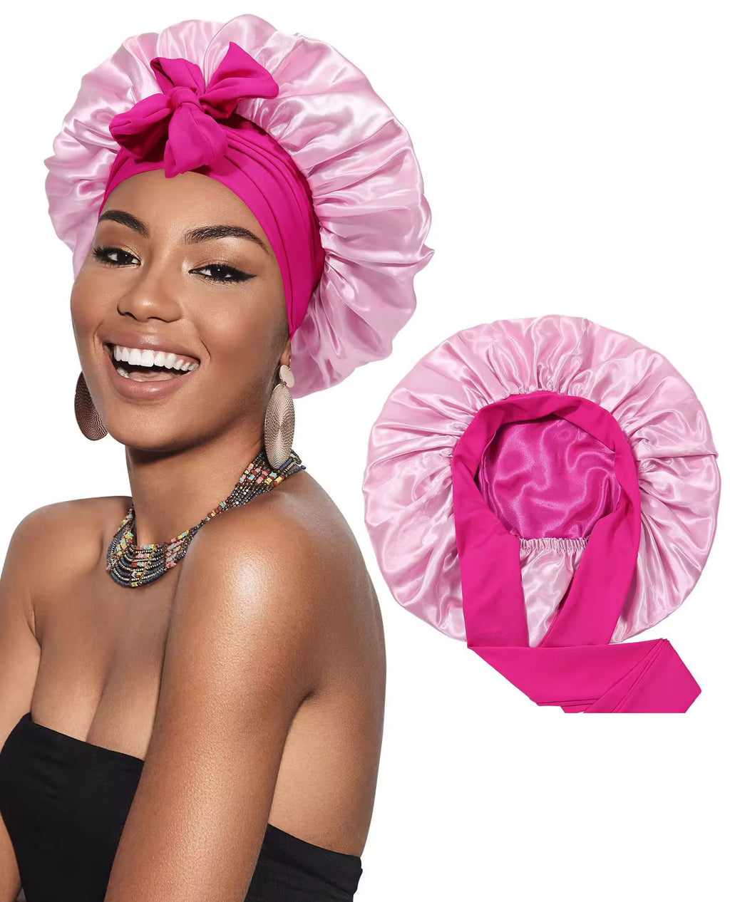 ✨ Bonnet Luxury Double Layer in Satin 🌙 Reversibile con Fascia Regolabile
