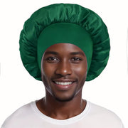 Unisex satin bonnet with elastic band – Green