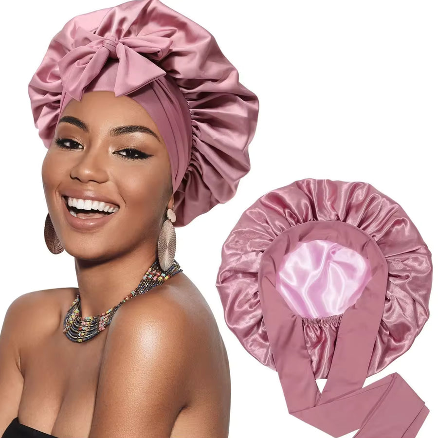 Bonnet Double Layer in satin - reversibile e regolabile