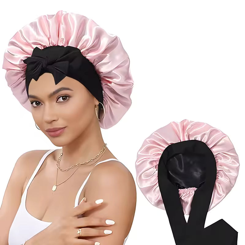 ✨ Bonnet Luxury Double Layer in Satin 🌙 Reversibile con Fascia Regolabile