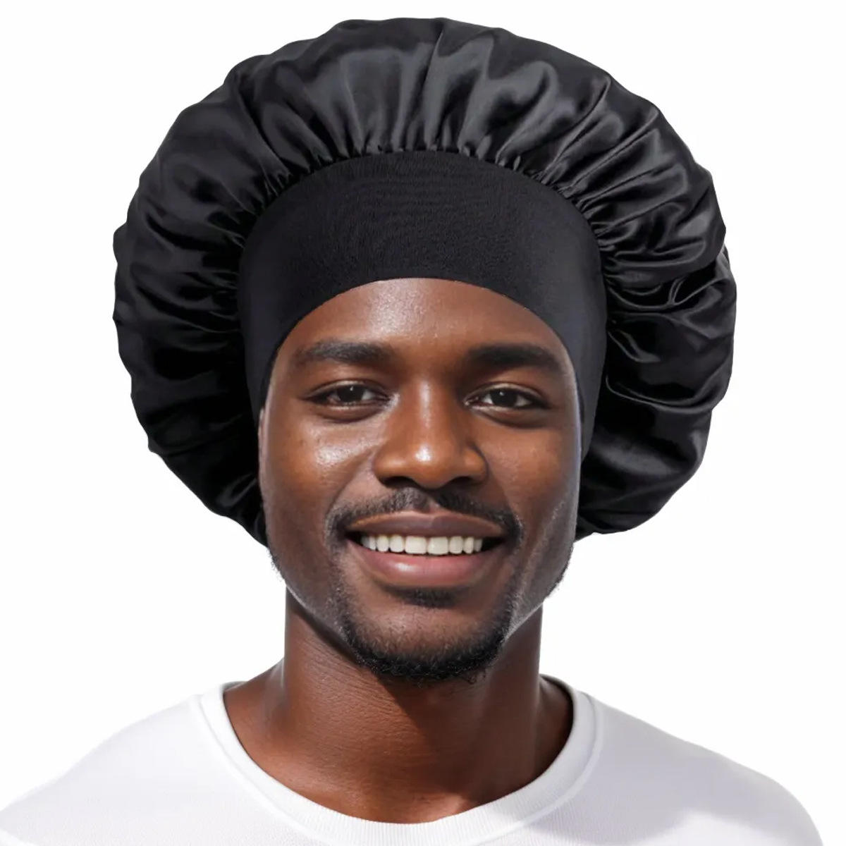 Unisex satin bonnet with elastic band