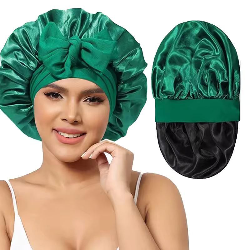 ✨ Bonnet Luxury Double Layer in Satin 🌙 Reversibile con Fascia Regolabile
