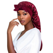 Lange Satin-Schlafmütze für lange Haare – Borgogna