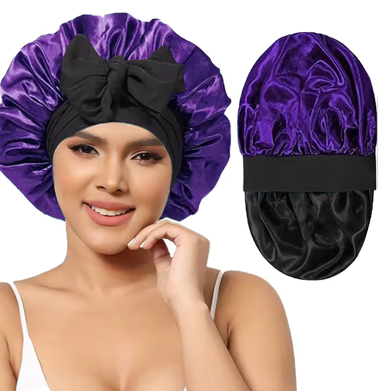 ✨ Bonnet Luxury Double Layer in Satin 🌙 Reversibile con Fascia Regolabile